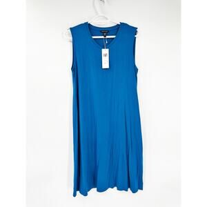 Eileen Fisher Marine Blue Shift Dress Swing XS NEW
